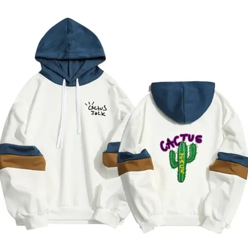 Front view of Travis Scott Cactus Jack Patches Hoodie with patch design
