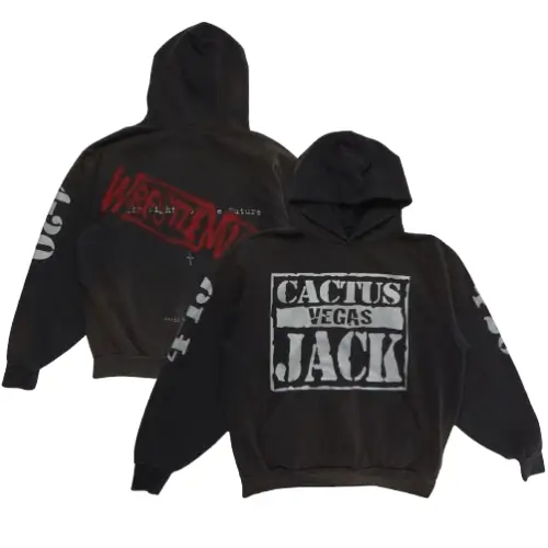 Front side of WrestleMania themed hoodie with bold graphic design