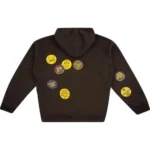 Back angle of hoodie with extended sticker style artwork