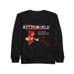 Front view of Travis Scott Astroworld One Night Only Sweatshirt black