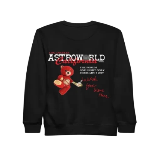 Front view of Travis Scott Astroworld One Night Only Sweatshirt black