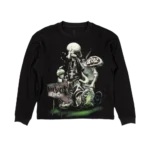 Front view of Travis Scott CJ X SpongeBob Rock Bottom Sweatshirt in black
