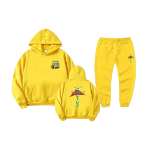 Travis Scott Cactus Jack McDonald’s hoodie and pants set front view streetwear outfit