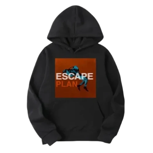 Front view of Travis Scott Escape Plan Pullover Hoodie with oversized streetwear design