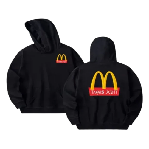 Travis Scott Logo McDonald’s Hoodie front view streetwear oversized fleece hoodie