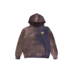 Front view of Travis Scott Split Dye Crest Hoodie with split color streetwear design