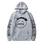 Front view of Travis Scott Themed Silver Grey Hoodie with minimalist oversized streetwear look