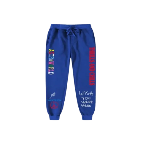 Travis Scott Wish You Were Here Astroworld Blue Pants front view streetwear relaxed fit