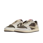 Front view of Travis Scott X Air Jordan 1 Retro Low OG SP Reverse Mocha sneaker