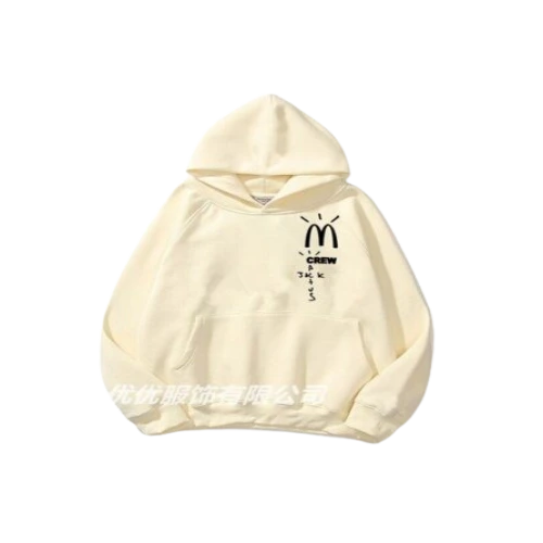 Travis Scott McDonald’s Cactus Jack Crew Hoodie front view oversized streetwear fleece hoodie