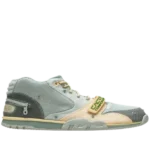 Front view of Travis Scott X Nike Air Trainer 1 Gray Haze sneaker
