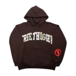 Front view of Travis Scott x CPFM Free Thugger Hoodie with puff print streetwear design